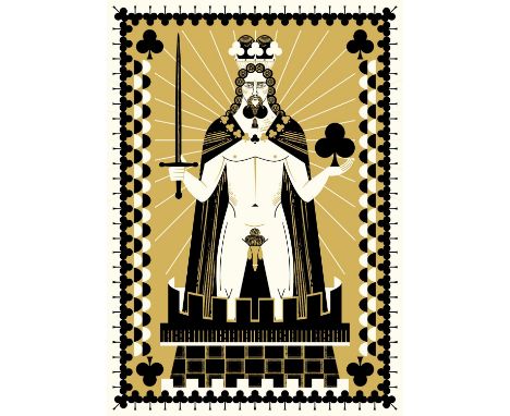 King of Clubs. Katie Ponder, digital artwork print on paper, signed to the front, unframed. Artwork size: 29.7cm x 21cm, pape