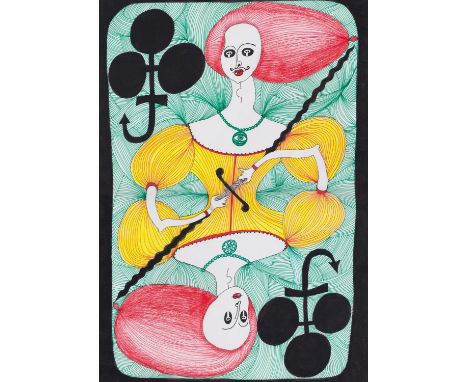 Jack of Clubs. Grayson Perry, CBE RA Hon FRIBA (b.1960). Pen and pencil on paper, signed verso, unframed. 42cm x 29.5cm. Sir 