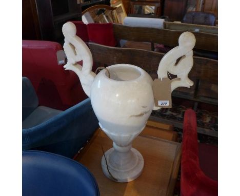 A 20th century alabaster table lamp, in the form of an urn, H.65cm 