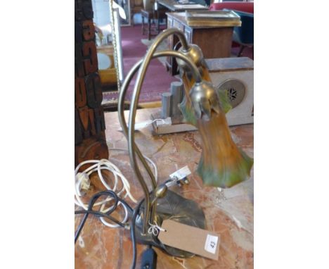 An Art Nouveau style two light table lamp, in the form of flowers, H.40cm 