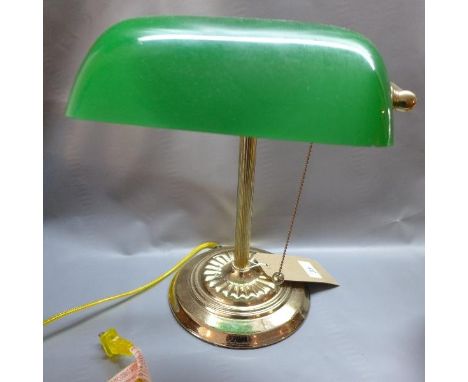 A bankers lamp with green glass shade, H.35cm 