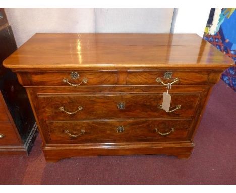 A Biedermeier style walnut commode, with four drawers, raised on bracket feet, H.84 W.123 D.57cm 