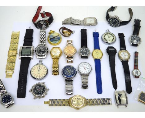 A large collection of ladies', gentlemen's and stopwatches to include an Accurist Chronograph gentlemen's sports wristwatch o