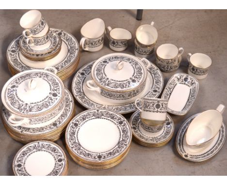 A large collection of c1966 Royal Worcester 'Padua' pattern dinner service including tureens, saucers, sauce boats and large 