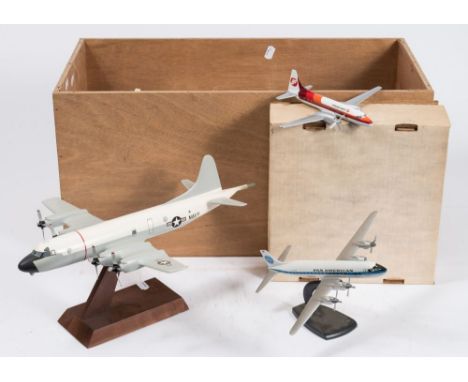 A group of scale model aircraft:, including a US Navy DC10 and a USN RD6.