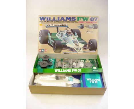 A Tamiya 1/10th scale Williams FW-07 (Competition Special) kit :, No RA1019, white body, components and tyres in original inn