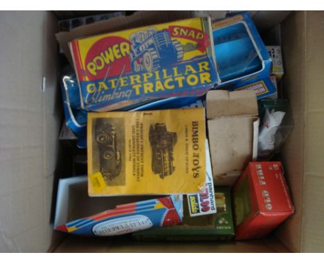 A large accumulation of various empty diecast model and tinplate boxes:, various makers including Marx Toys, Solido and other