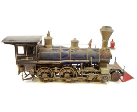 An Ogawa LS Loco Works 3 /1/2 inch gauge live steam 2-6-0 Mogul steam engine and tender No 2:, blue and black with brass fitt