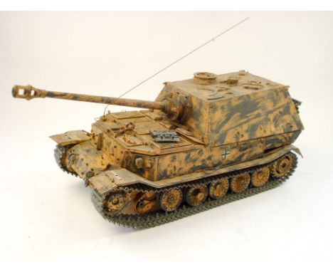 A radio control scale model of a WWII German Sd Kfz 184 Panzerjager Tiger 'Elefant' Tank Destroyer:, together with another of