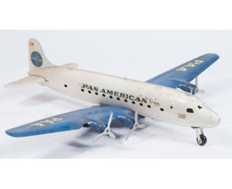 Marx Toys (USA)  a large scale tinplate Pan Am Clipper Meteor passenger aircraft:, call sign N774PA, blue wings and white fus