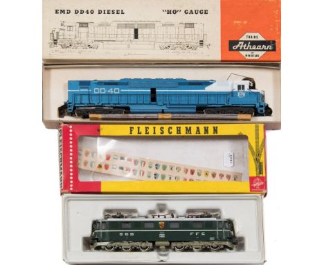 Fleischmann No.1334 SBBCFF C-C Twin Pantograph Locomotive 11412:, green with city crest 'Geneve' and maker's plate Oerlcon, t