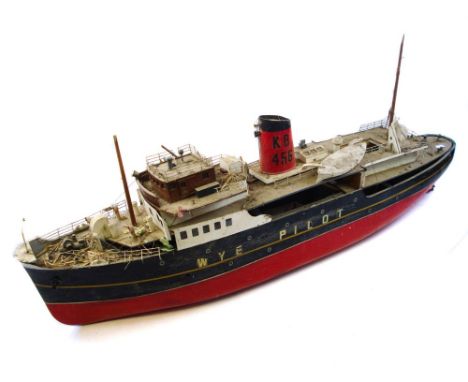 A radio control scale model of the Wye Pilot boat 'KB456':, red and black funnel over white decks with  wire guard rails, lif