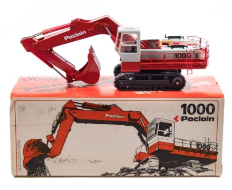 CEF (France) Poclain 1000 Excavator 1/50th scale:, red and grey with black treads, boxed ( slight foam damage)