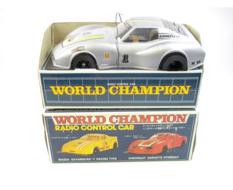 Tsukuda (Japan) World Champion 1/12th scale Radio Control Corvette Super Stingray racing type No 036:, silver body with appli