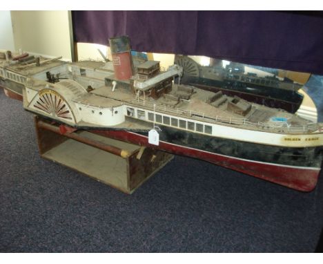 A live steam scale model of The General Steam Navigation Company Paddle Steamer 'Golden Eagle':, red and black funnel over wh