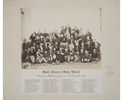  VITTORIO BESSO 1828-1895 Gruppo Società Italiana di Scienze Naturali Biella 1864 Stampa fotografica vintage all’albumina, mo