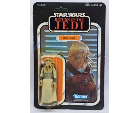 Tsukuda (Kenner) Star Wars vintage Squid Head ROTJ 65B yellow tinted, lightly crushed bubble on unpunched good to good plus c