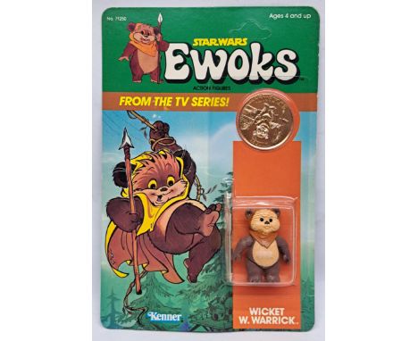 Kenner Star Wars Ewoks TV Series Wicket W Warrick vintage 3 3/4" figure, clear bubble on good to good plus unpunched cardback