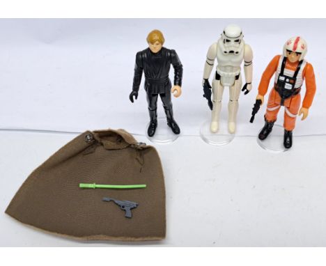 Kenner Star Wars vintage action figures Luke Skywalker Jedi Knight (green Lightsaber &amp; clip cape), Stormtrooper &amp; Luk
