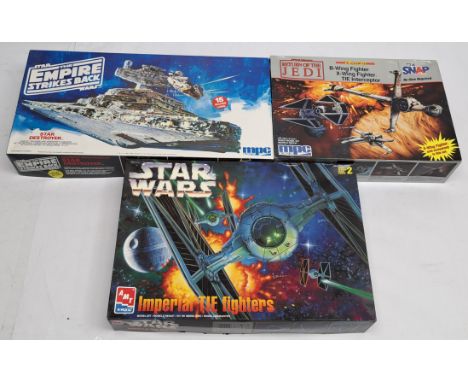 AMT ERTL &amp; MPC ERTL Star Wars plastic model kits x3, to include Imperial Tie Fighters, The Empire Strikes Back Star Destr