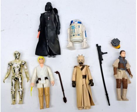 Kenner Star Wars vintage loose complete action figures in Luke Skywalker, Darth Vader (missing tip), Leia Organa (Boushh disg