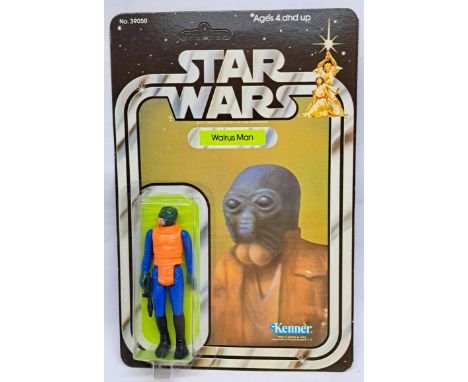 Kenner Star Wars vintage Walrus Man 21B clear crushed bubble (small hole) on unpunched excellent to excellent plus cardback
