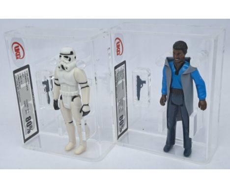 Kenner Star Wars vintage Lando Calrissian "Teeth" UKG 80% with Stormtrooper UKG 80% 3 &amp; 3/4" figures