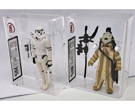 Kenner Star Wars vintage Stormtrooper UKG 75% with Logray UKG 85% 3&amp;3/4 inch action figures