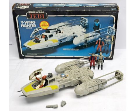 Kenner Star Wars vintage Y-Wing Fighter ROTJ A complete (no inserts or paperwork) with poor condition action figures (R2, Ack