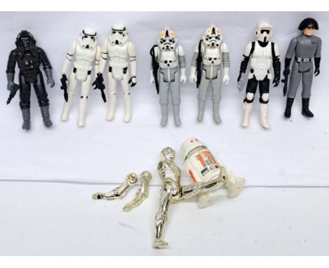 Kenner Star Wars vintage action figures complete inc. Tie Fighter Pilot, Stormtrooper (x2), AT-AT Driver (x2), Biker Scout, D
