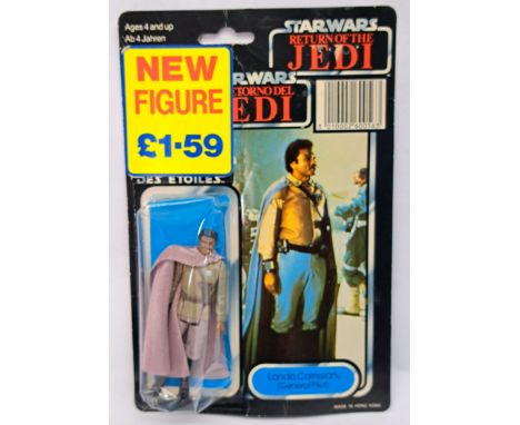 Palitoy Star Wars vintage Lando Calrissian (General Pilot) Trilogo crushed clear bubble on wavy poor to fair cardback