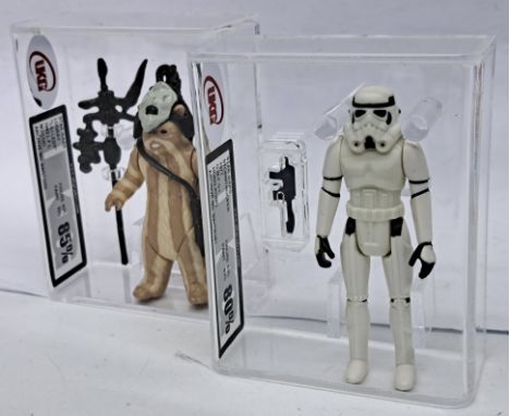 Kenner Star Wars vintage Stormtrooper UKG 80% with Logray (Lili Ledy) UKG 85% 3 &amp; 3/4" figures