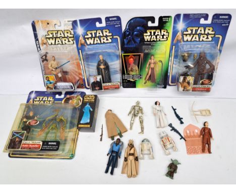 Assortment of Hasbro Star Wars carded modern figures &amp; Vintage incomplete items. Condition varies see images