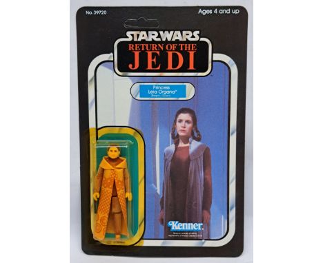 Kenner Star Wars vintage Princess Leia Organa (Bespin Gown) (Painted neck) ROTJ 65B yellow bubble on unpunched near mint card
