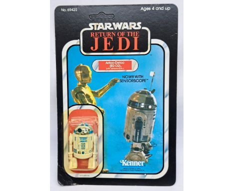 Kenner Star Wars vintage Artoo-Detoo (R2-D2) (with sensorscope) ROTJ 77A yellow bubble on unpunched good to good plus cardbac