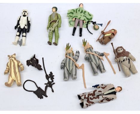 Kenner Star Wars vintage complete action figures Princess Leia Endor, Wicket the Ewok, Teebo (x2), Chief Chirpa, Han Solo tre