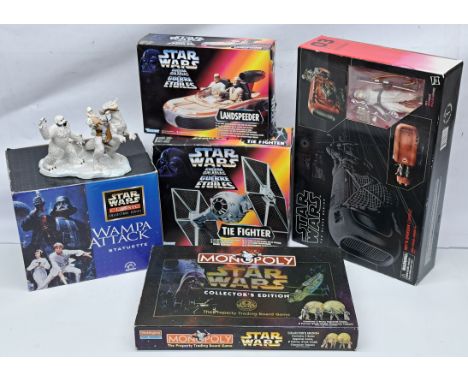 Applause Star Wars Wampa Attack Statuette with Kenner POTF Tie Fighter &amp; Landspeeder (opened unused contents), sealed Mon