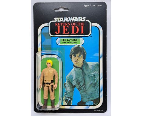 Palitoy Star Wars vintage Luke Skywalker (Bespin Fatigues) (Yellow Hair) Palitoy ROTJ 65D Factory Error no lightsaber. Corner