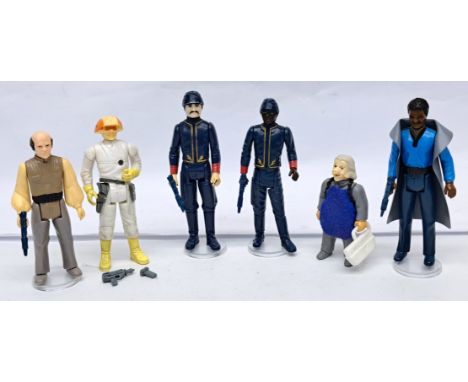 Kenner Star Wars vintage figures Bespin - Cloud Car Pilot, Lobot, Bespin Guards (clear gold piping), Ugnaught &amp; Lando. Co