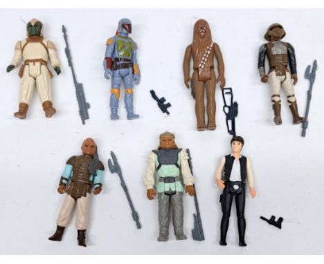 Kenner Star Wars vintage action figures complete Boba Fett, Nikto, Lando Skiff, Weequay, Chewbacca, Han Solo Small Head, Klaa
