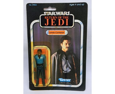 Kenner Star Wars vintage Lando Calrissian (white teeth) ROTJ 65B yellow bubble on good to good plus cardbackPossible staple m