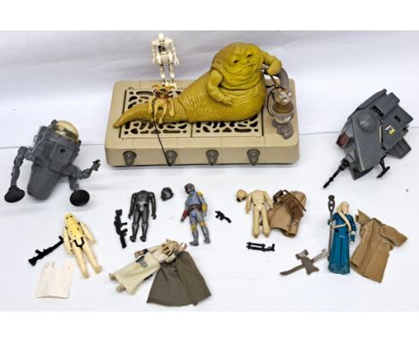 Kenner Star Wars vintage Jabba the Hutt Playset complete with extra figures, INT-4, CAP-2 (missing Gun), 4-LOM &amp; Zuckuss 