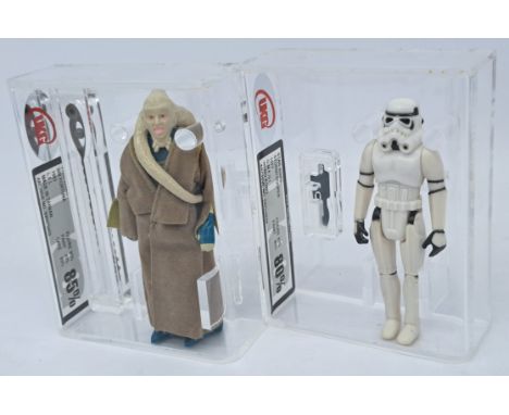 Kenner Star Wars vintage Bib Fortuna UKG 80% with Stormtrooper UKG 80% 3 &amp; 3/4" action figures