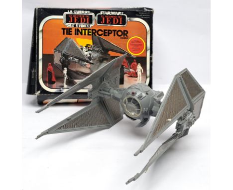 Palitoy Star Wars Vintage Return of the Jedi TIE Interceptor, Fair to Good, Complete, within Good (misshapen) opened packagin