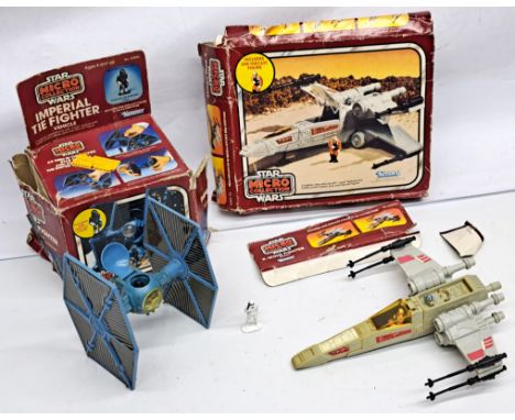 Kenner Star Wars vintage Micro Collection X-Wing Fighter &amp; Tie Fighter complete with poor to fair packaging.&nbsp;