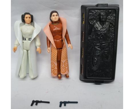 Kenner Star Wars vintage action figures Princess Leia Organa &amp; Leia Bespin with original weapons with Slave 1 Carbonite B