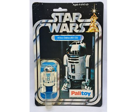 Palitoy Star Wars vintage Artoo-Detoo (R2-D2) 12B slight yellow tinted bubble on wavy fair to good cardback.&nbsp;