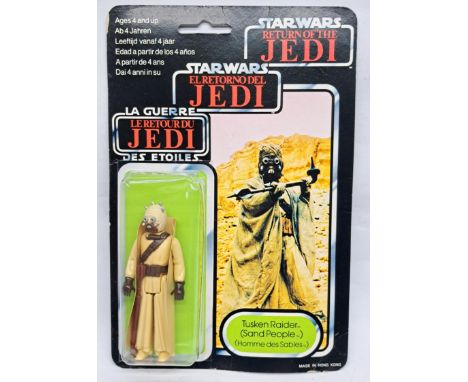 Palitoy Star Wars vintage Tusken Raider (Sand People) (Homme des Sables) ROTJ 70C clear lightly dented bubble on fair to good