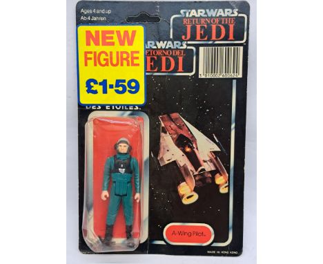 Palitoy Star Wars vintage A-Wing Pilot ROTJ 70B clear crushed bubble on fair to good unpunched cardback (with tear in middle 