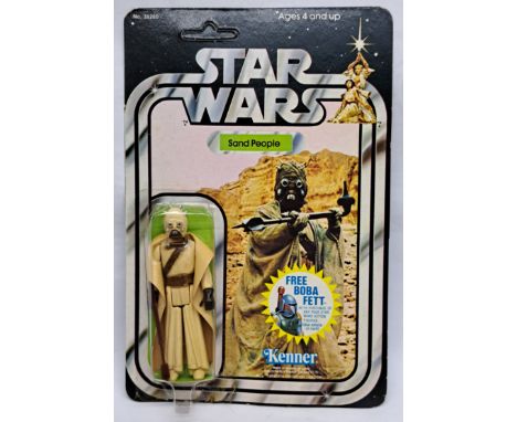 Kenner Star Wars vintage Sand People 20J clear crushed bubble (lifting bottom corner) on good to excellent unpunched cardback